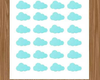 Vinyl Decal Sheet of 24 Cloud Shapes | Sky and Weather Vinyl Stickers | Laptop, Water Bottle, Planner, Crafting Decals | Cute Cloud Stickers