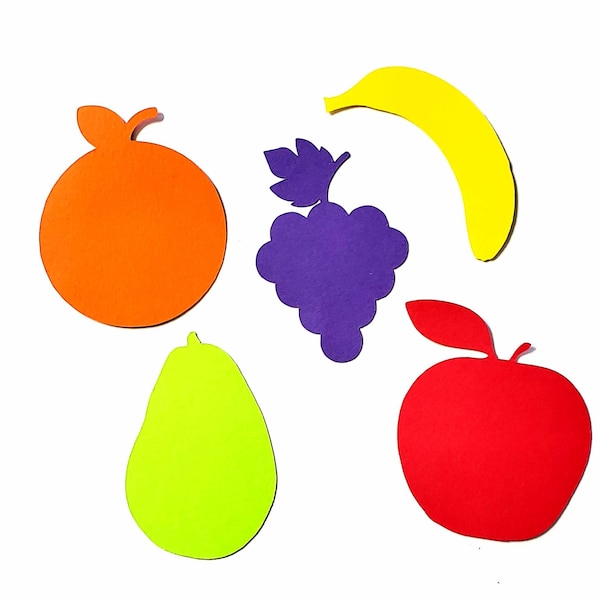 25 Fruit Die Cut Shapes, Paper Cut Outs for Bulletin Boards, Classroom Decoration, Card Making Supplies, Party Decorations