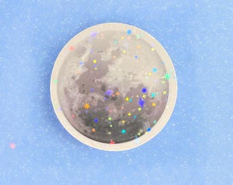 Full Moon Sticker: Celestial Vinyl Decal, Witchy Space Decor