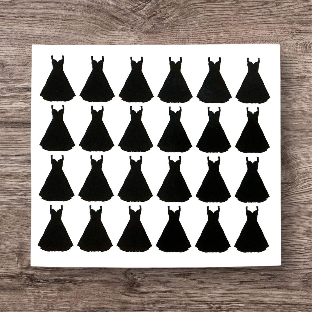 Vinyl Decal Sheet of 24 Dress Shape Stickers | Evening Dress Decals ...