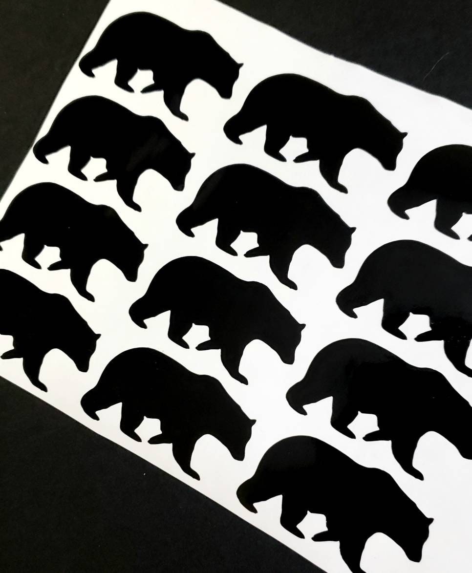 24 Bear Vinyl Stickers Bear Vinyl Decals Bear Sticker Bear Etsy