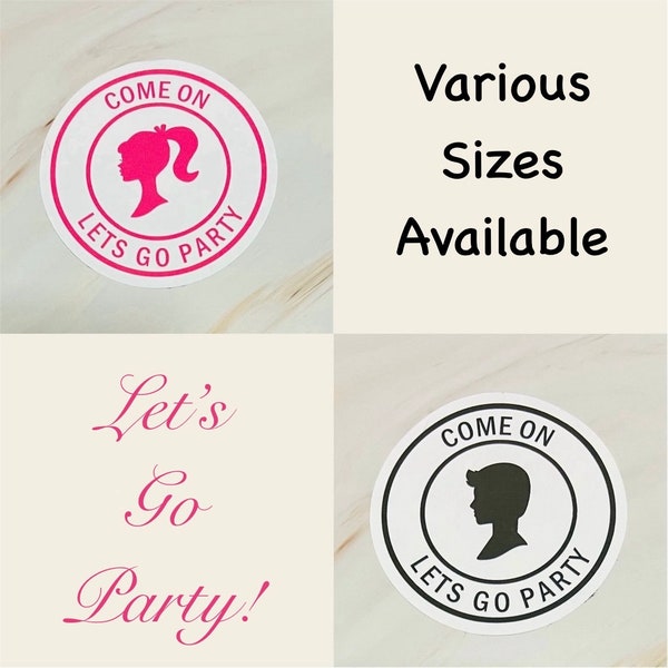 Girl Silhouette Stickers, Come On Lets Go Party Waterproof Vinyl Stickers,  Boy Silhouette Stickers, Party Cup Stickers, Favor Bag Stickers