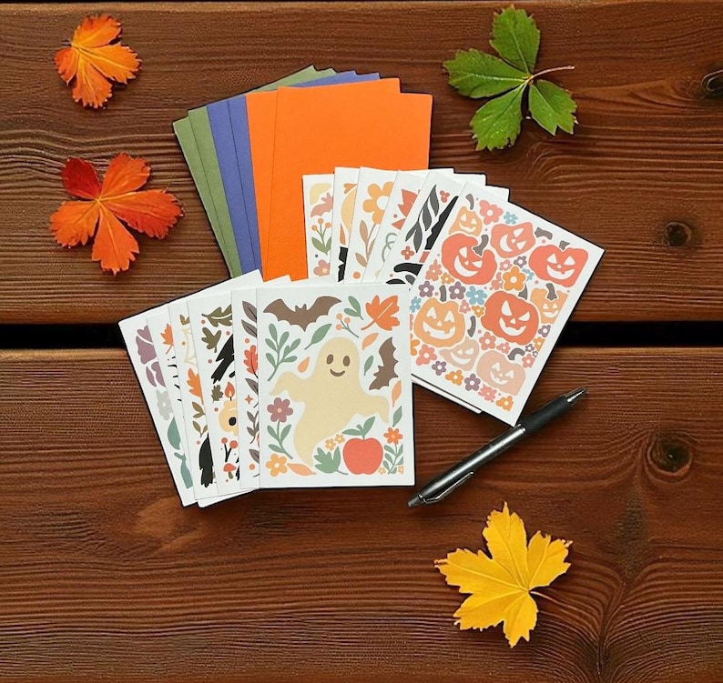 Modern Halloween Note Card Set – Spooky Stationery, Blank Inside (set ...