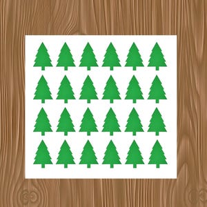 Vinyl Decal Sheet of 24 Pine Tree Shape Decals | Forest Stickers | Woodland Party, Laptop, Water Bottle, Planner | Waterproof Vinyl Stickers