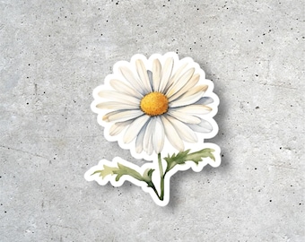 Daisy Sticker, Floral Vinyl Sticker, Daisy Flower Sticker, Matte or Glossy Finish, Flower Decal, Botanical Sticker