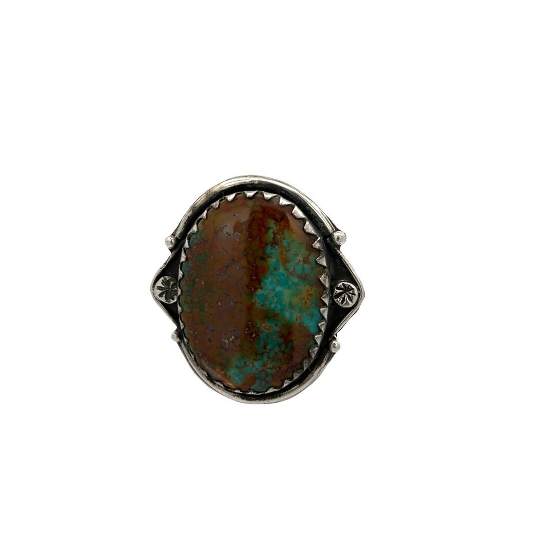 Vintage Navajo Turquoise Ring | Handmade Sterling Silver | Size 7.5 ...