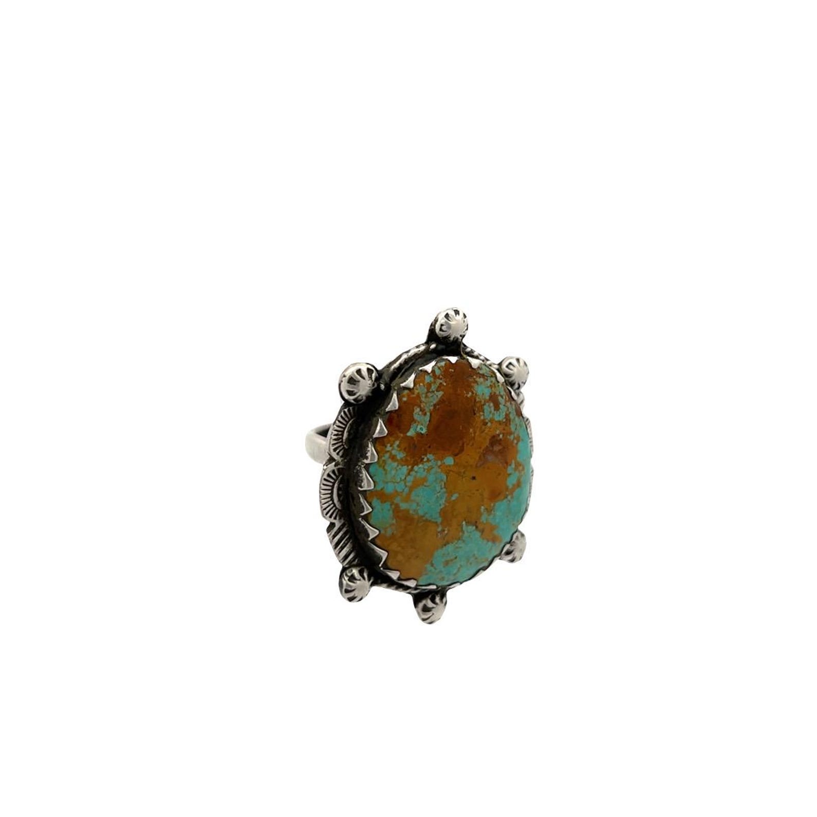Vintage Navajo Turquoise Ring in Sterling Silver – Handmade – Size 7 3/ ...