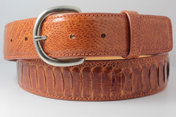 Men's Premium Handmade Genuine Leather Two Toned Belt 6 Colors Gift COGNAC 