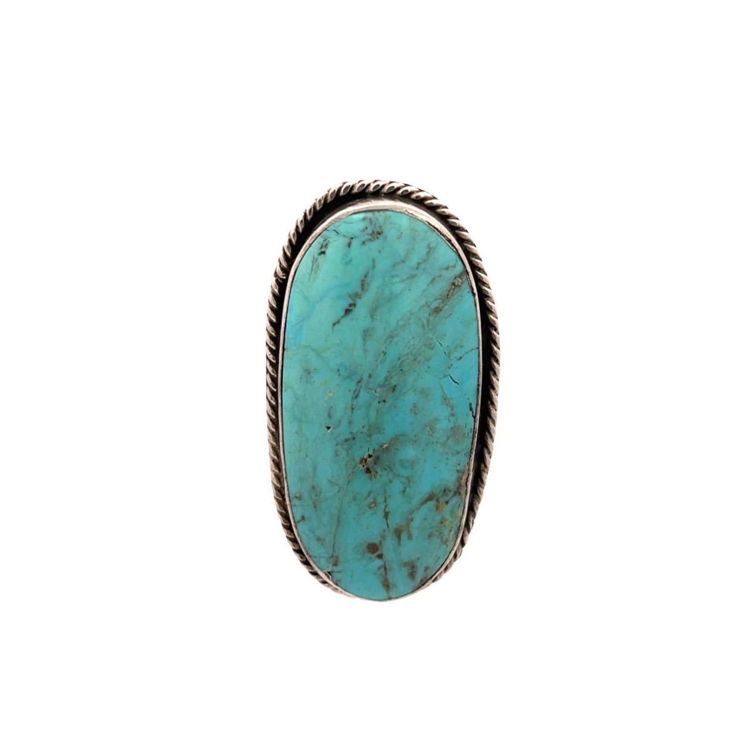 Vintage Navajo Sterling Silver Ring With Natural Turquoise – Size 8 1/4 ...