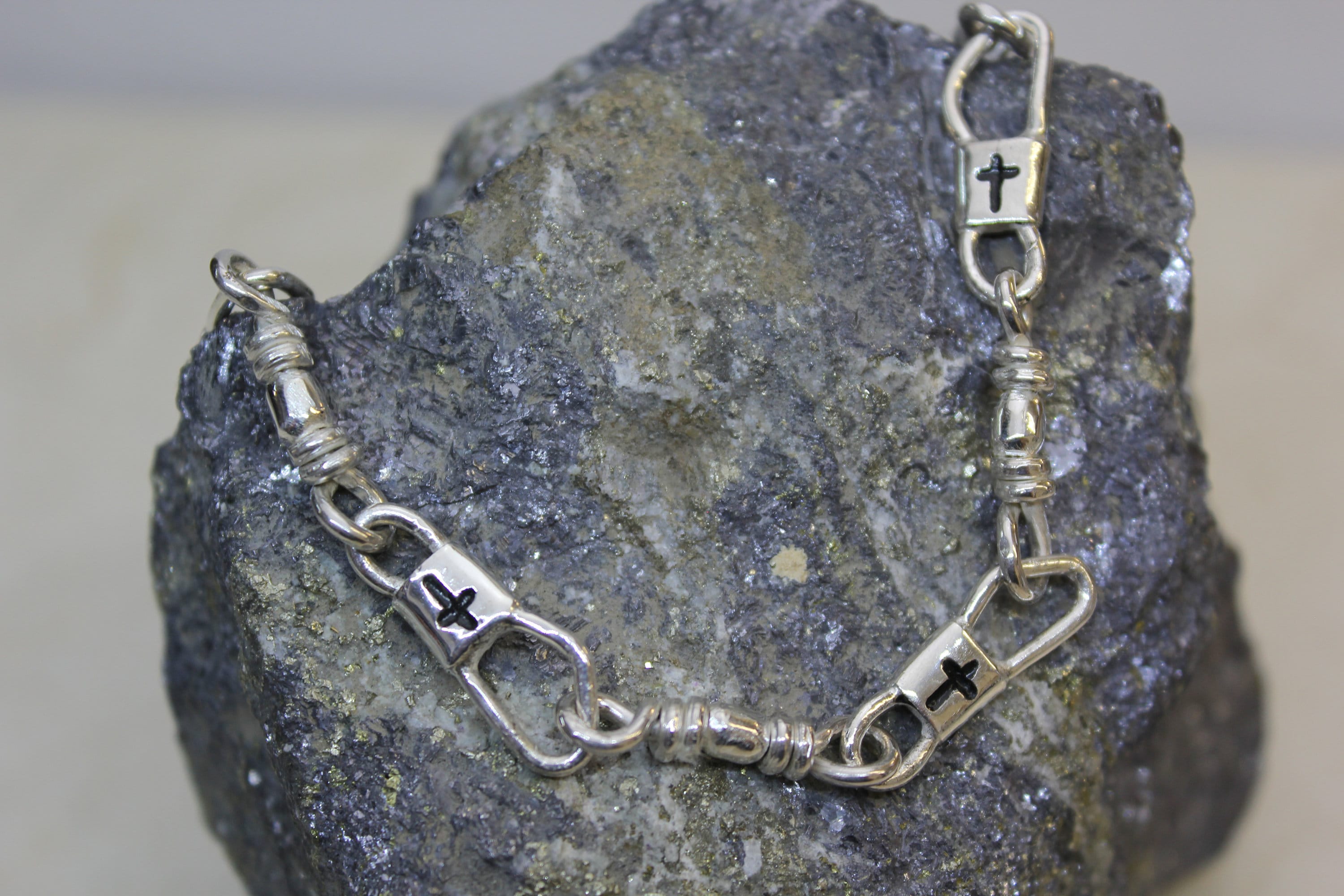 ACTS Sterling Silver Fishers Of Men Bracelet with Christian Cross