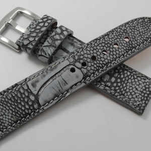 Genuine Handmade Cement Ostrich Leg Leather Watch Strap (Made in U.S.A)