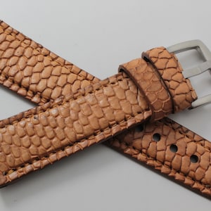 Genuine Handmade Tan Beaver Tail Leather Watch Strap (Made in U.S.A)