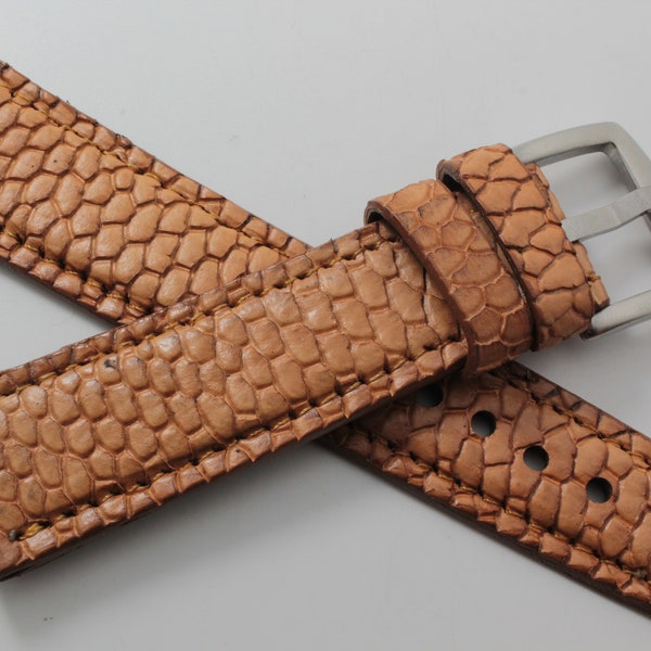 Genuine Handmade Tan Beaver Tail Leather Watch Strap (Made in U.S.A)