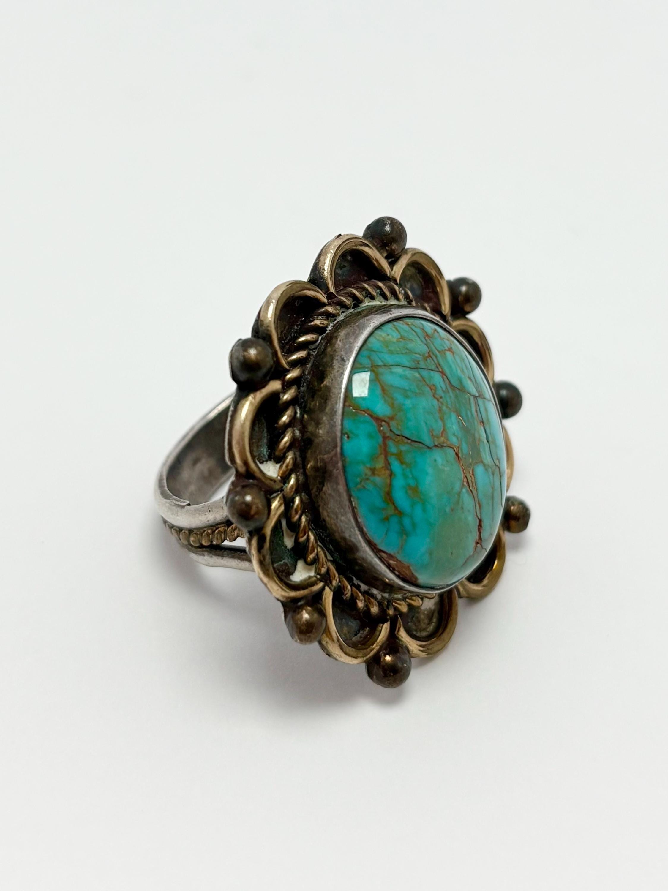Vintage Navajo Turquoise Ring | Natural Turquoise | Handmade Silver ...
