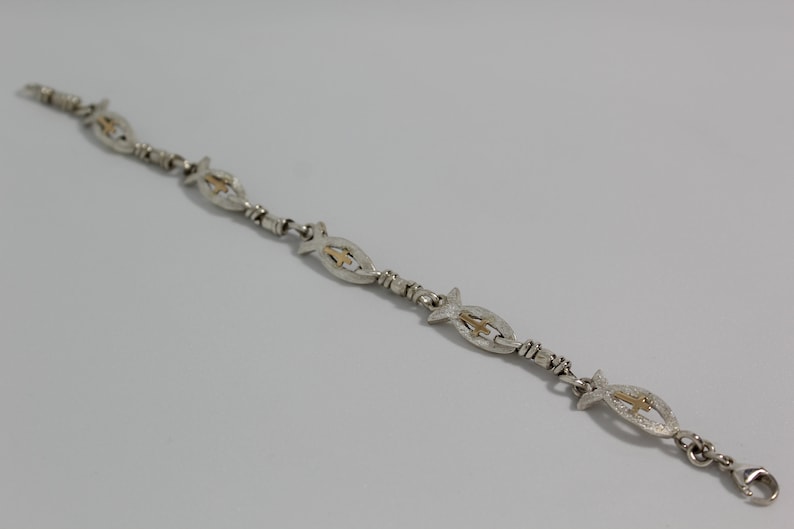 ACTS Ichthus With 10kt Cross Sterling Silver Fishers Of Men Bracelet