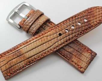 Handmade Genuine Desert Camo Lizard Leather Skin Watch Strap (Made in U.S.A)