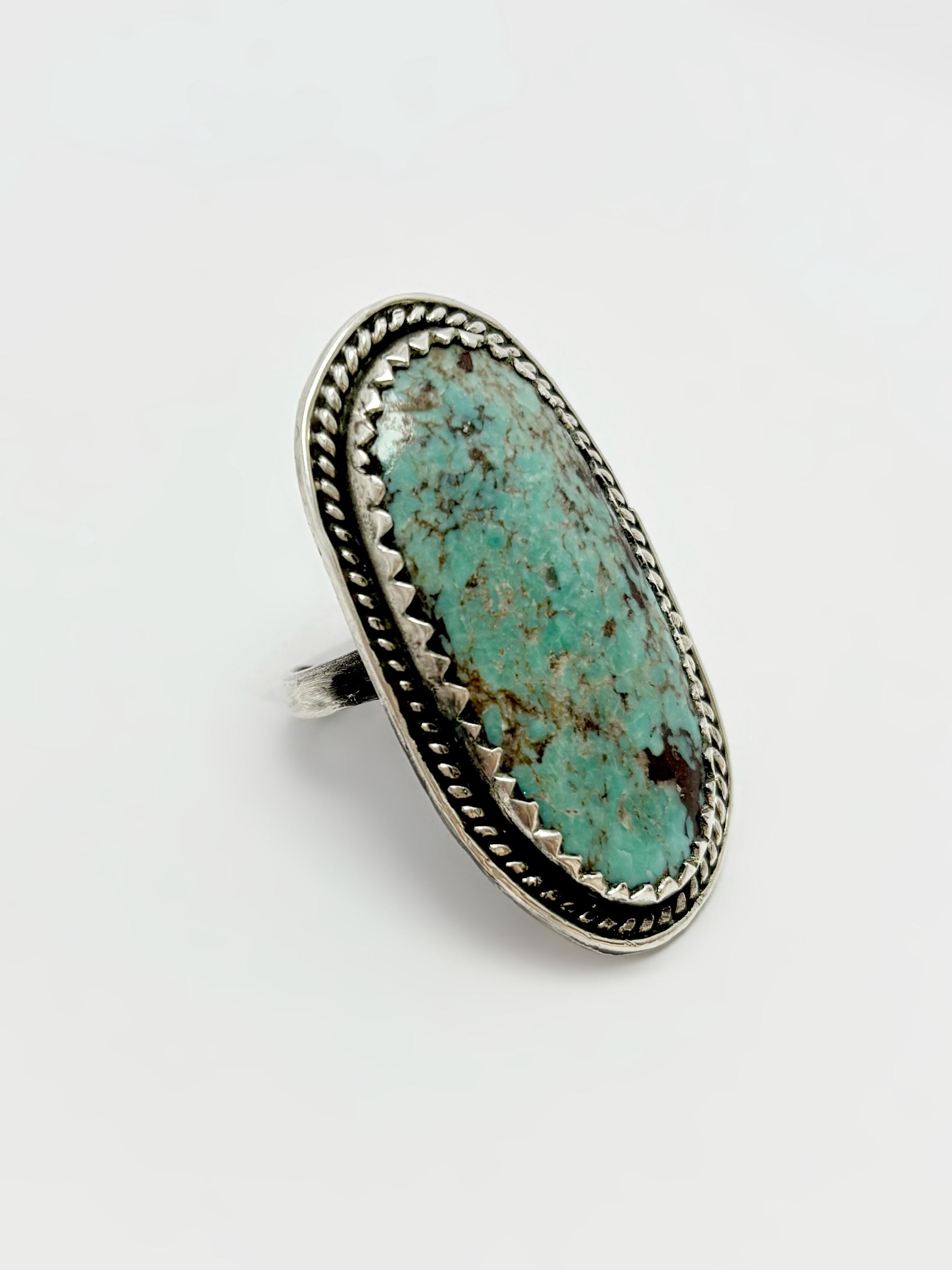 Vintage Navajo Sterling Silver Natural Turquoise Ring – Handmade ...