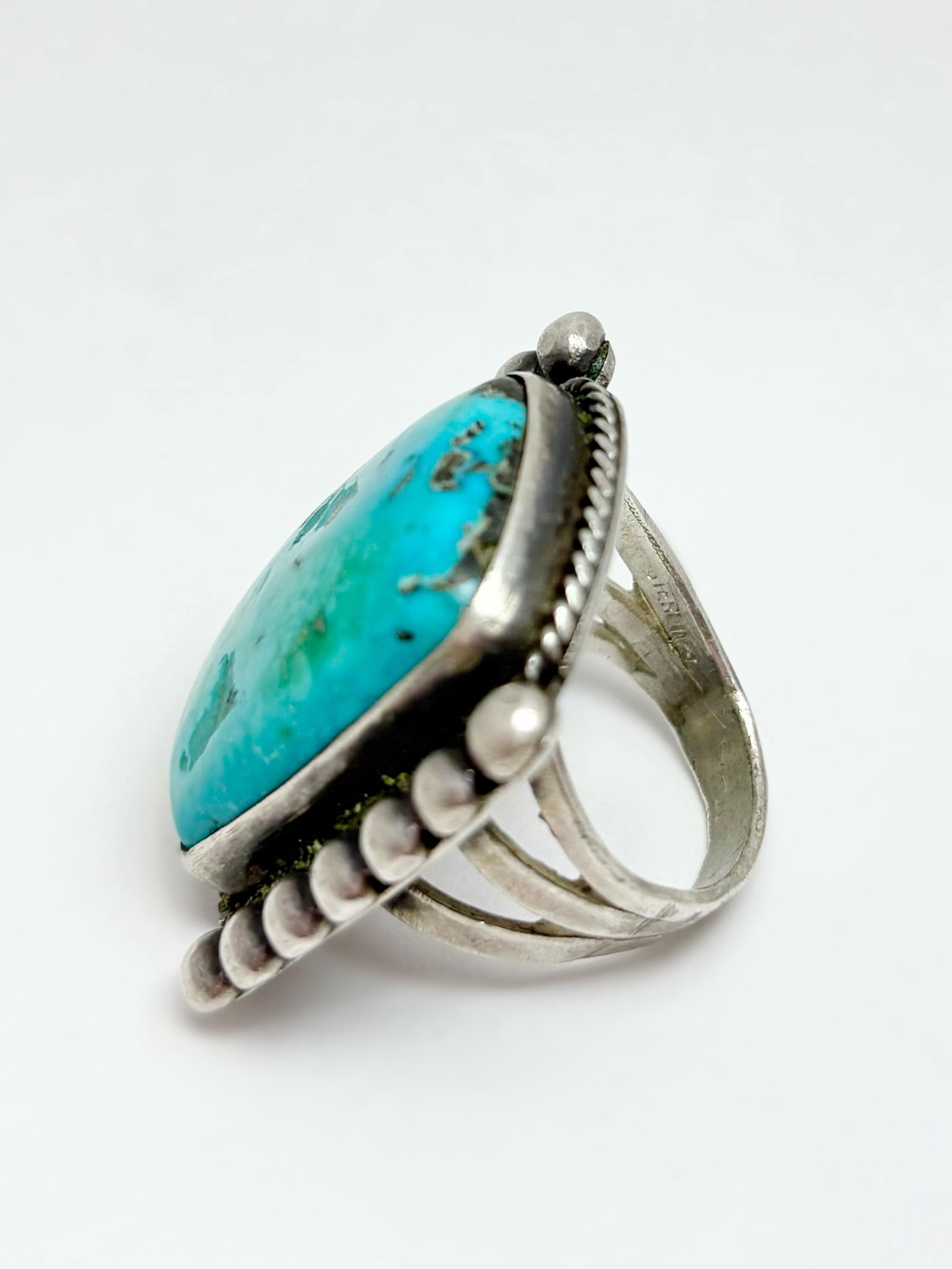Authentic Vintage Navajo Turquoise Ring in Sterling Silver .925 | Size ...