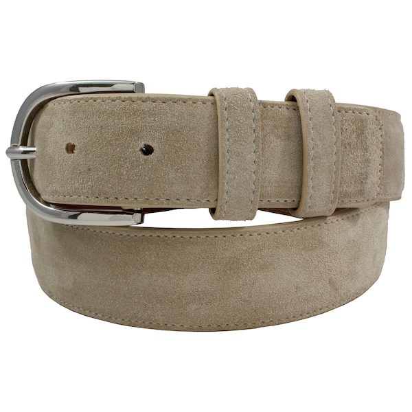 Handmade Genuine Cappuccino Italian Suede Leather Belt (Made in U.S.A)