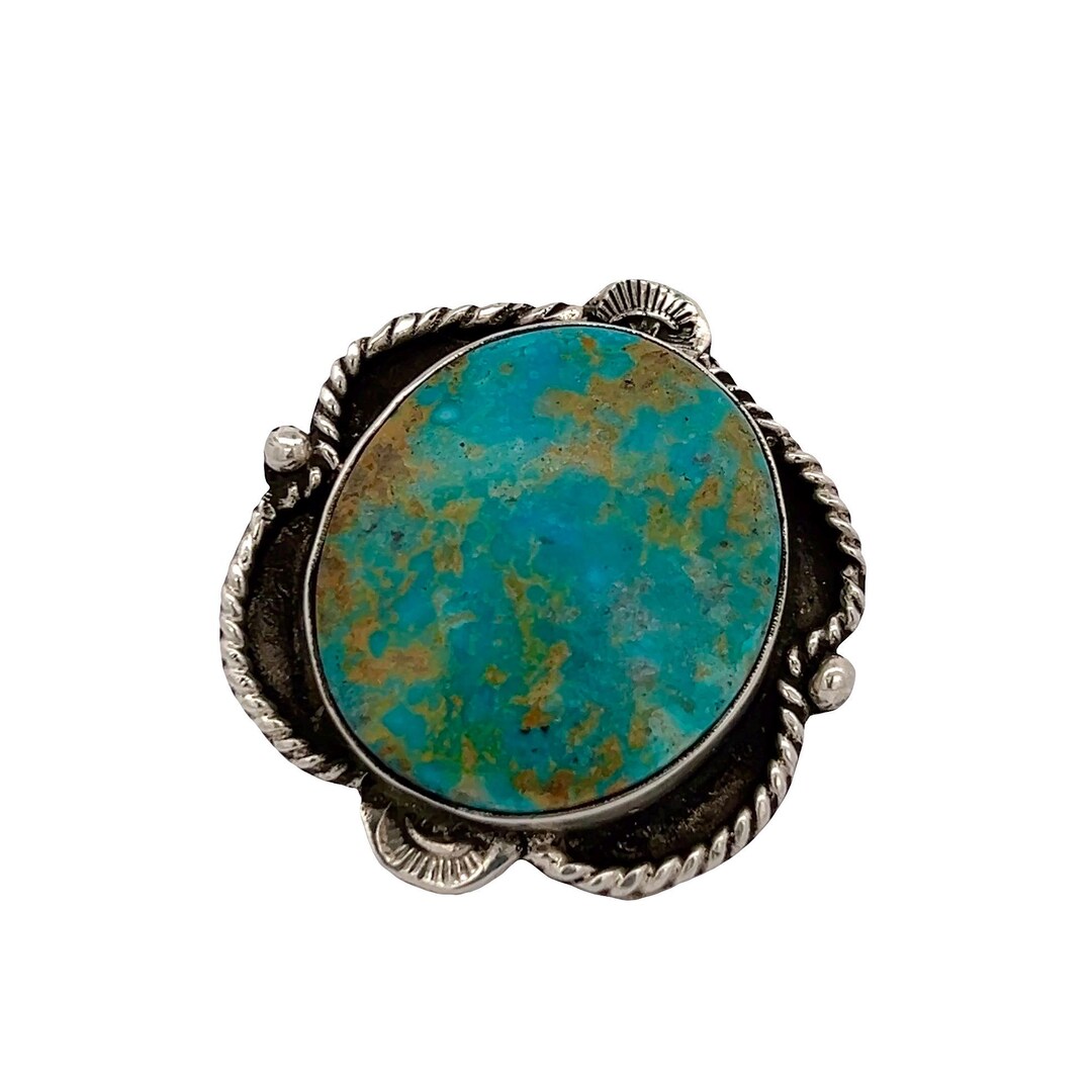 Vintage Navajo Natural Turquoise Ring | Sterling Silver | Size 8 1/4 ...