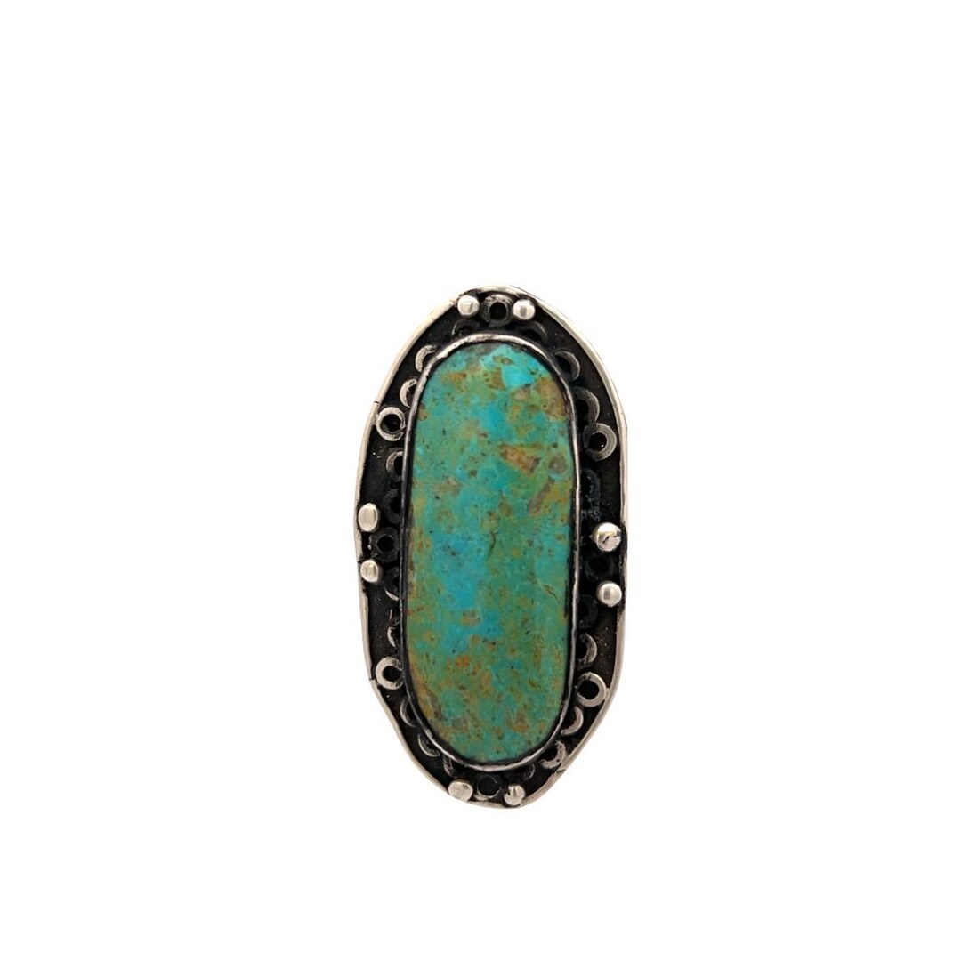 Vintage Navajo Natural Turquoise Ring | Sterling Silver | Size 8 1/4 ...