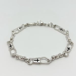 ACTS Sterling Silver Fishers Of Men Bracelet with Christian cross 7.5 Inches