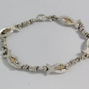 ACTS Ichthus With 10kt Cross Sterling Silver Fishers Of Men Bracelet