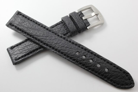 Cinturino per orologio in vera pelle di squalo nero fatto a mano