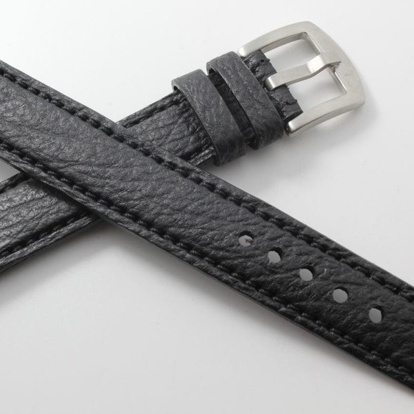 Genuine Handmade Black Shark Leather Watch Strap 18, 20, 22, 24mm (Made in U.S.A)