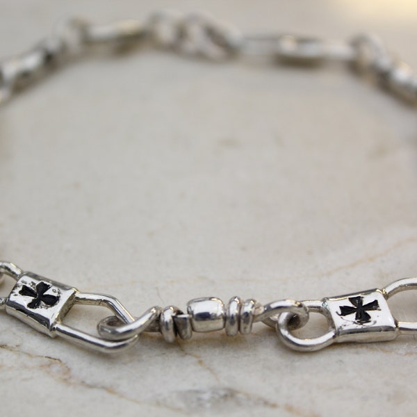 ACTS Sterling Silver Fishers Of Men Bracelet with Maltese Cross