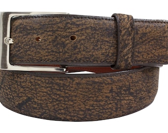 Genuine Rustic Brown Cape Buffalo Leather Belt (Made in U.S.A)