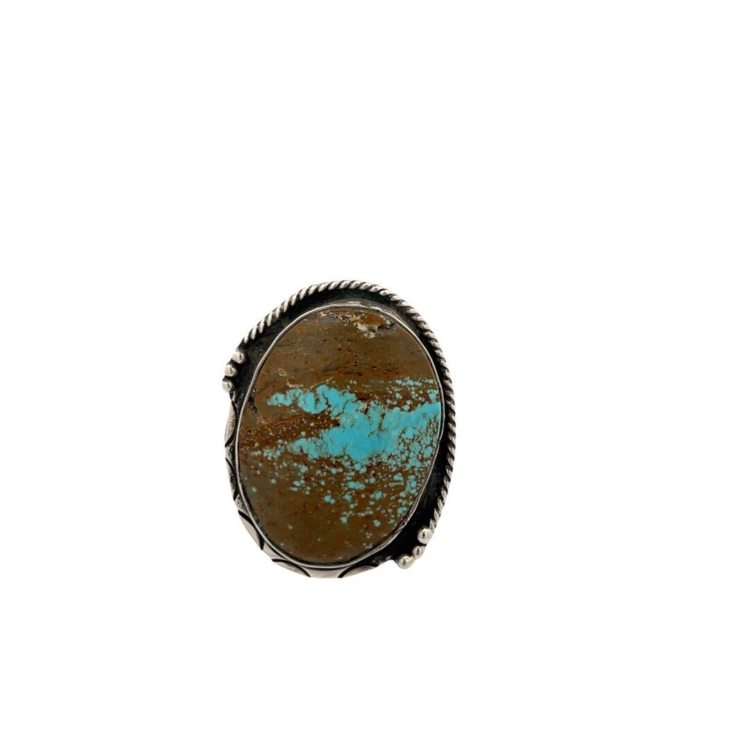 Vintage Navajo Turquoise Ring – Handmade Sterling Silver – Size 8 1/4 ...
