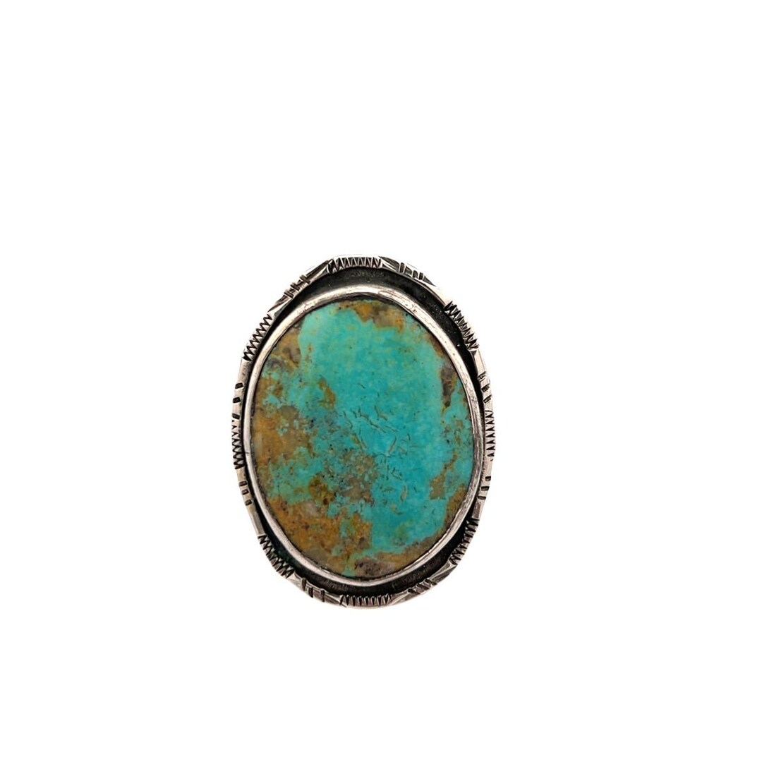 Vintage Navajo Sterling Silver Natural Turquoise Ring – Size 8.5 ...