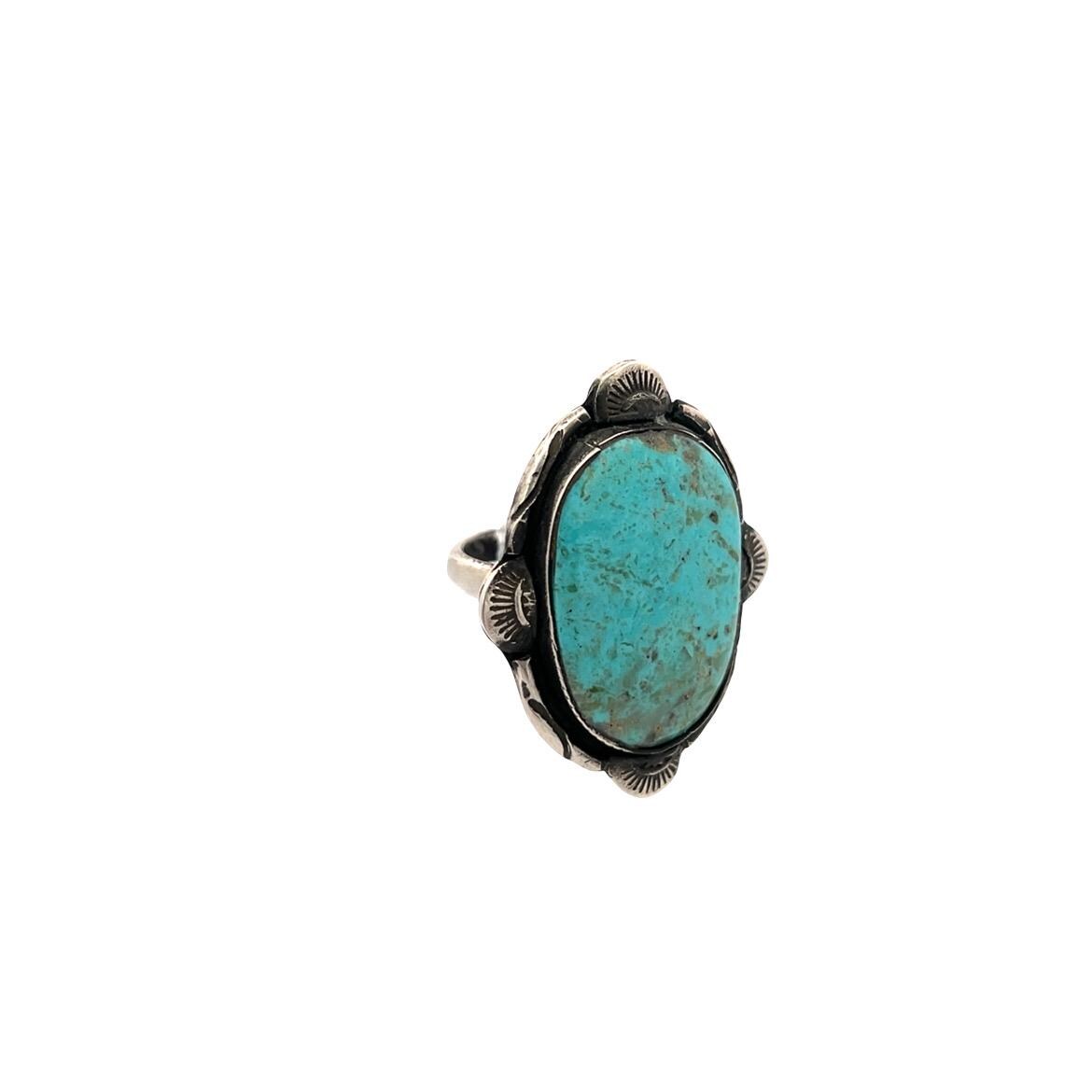 Vintage Navajo Turquoise Ring – Handmade Silver – Size 8 1/4 - Etsy