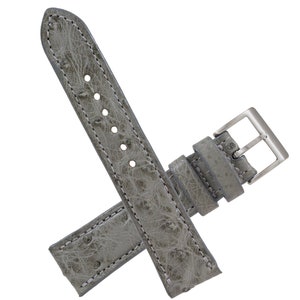 Handmade Genuine Gray Bruciato Full Quill Ostrich Leather Watch Strap (Made in U.S.A)