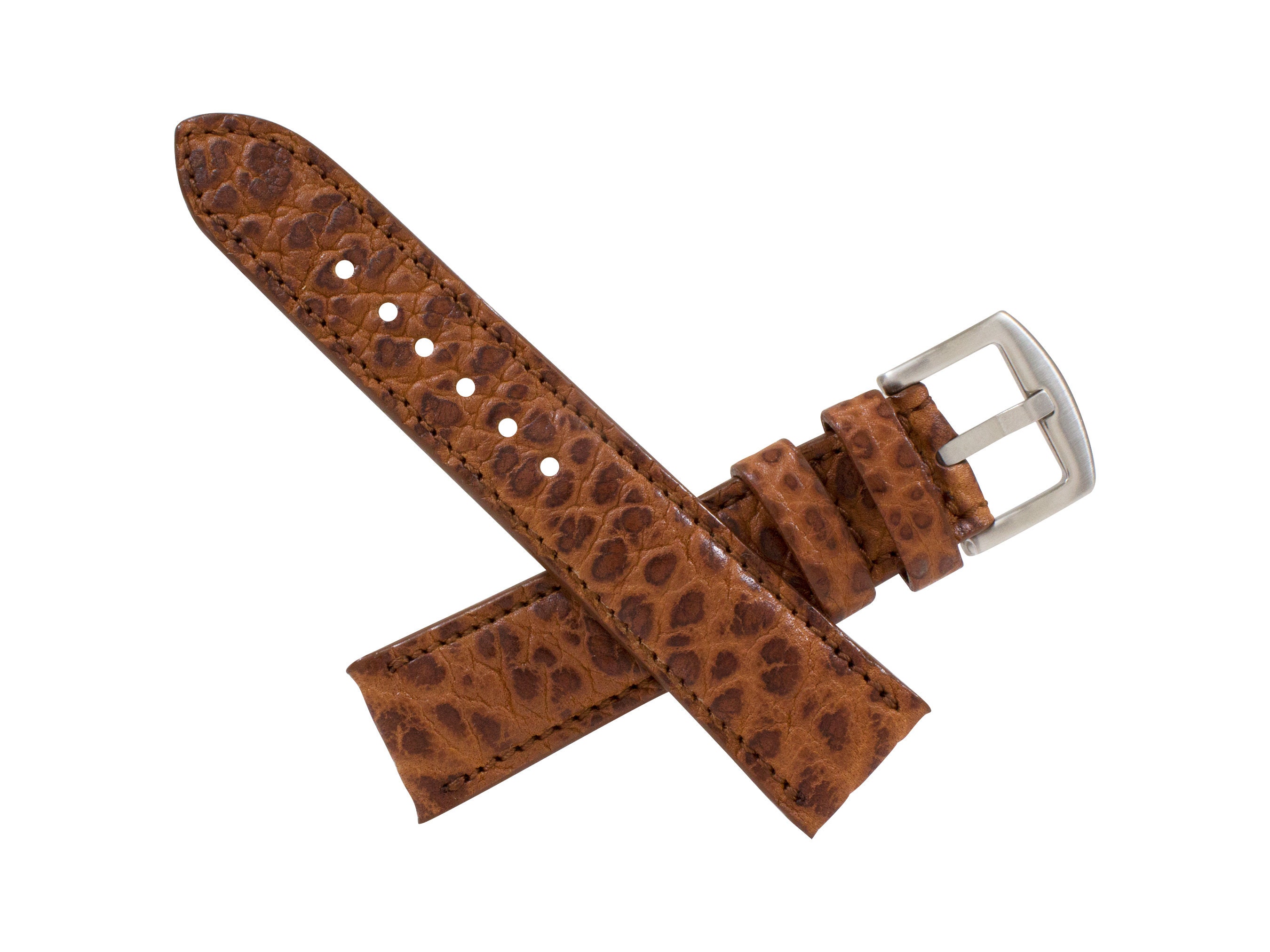 Handmade Genuine Cognac American Bison Leather Watch Strap (Made in U.S.A)