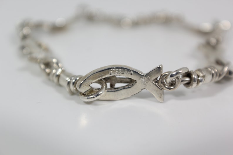 ACTS Ichthus With 10kt Cross Sterling Silver Fishers Of Men Bracelet