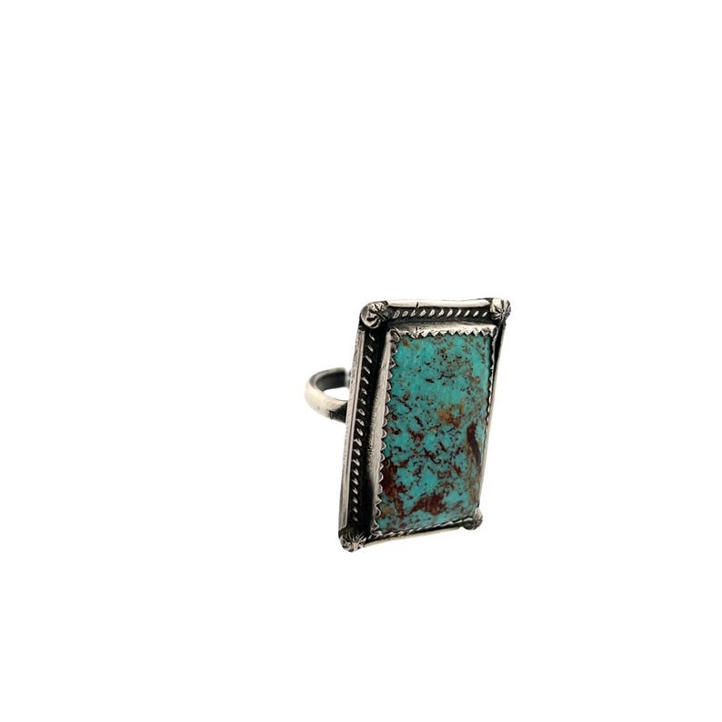 Vintage Navajo Turquoise Ring – Handmade Sterling Silver – Size 7 1/4 ...