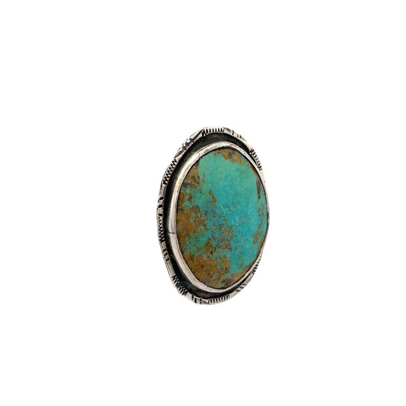 Vintage Navajo Sterling Silver Natural Turquoise Ring – Size 8.5 ...
