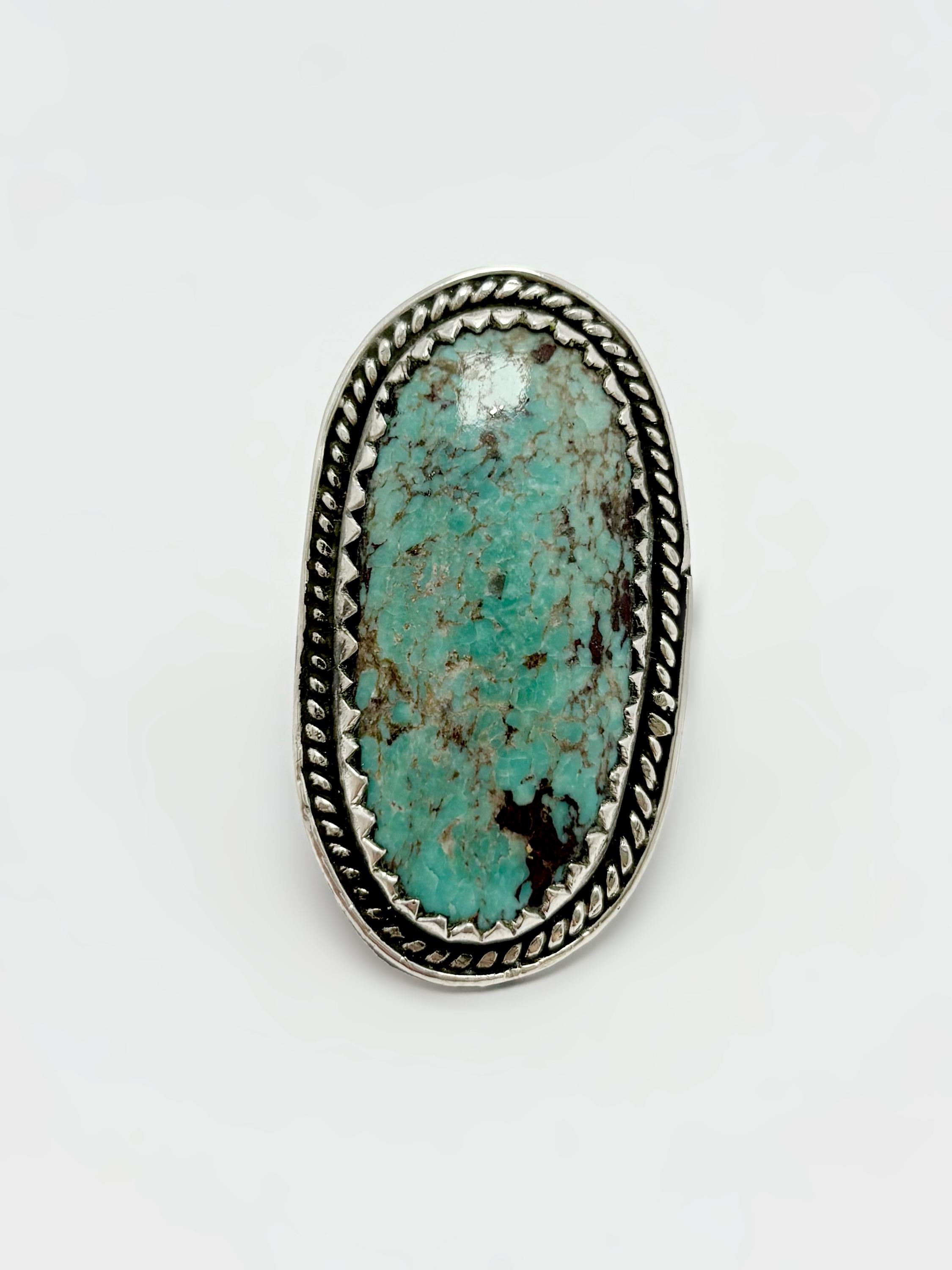 Vintage Navajo Sterling Silver Natural Turquoise Ring – Handmade ...
