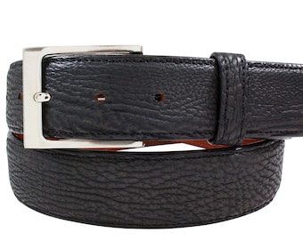 Genuine Handmade Black Safari Shark Leather Belt (Made in U.S.A)