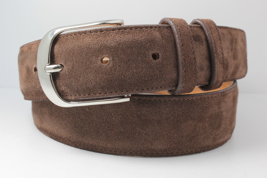 Genuine Brown Italian Suede Leather Belt (made in U.S.A) - Etsy