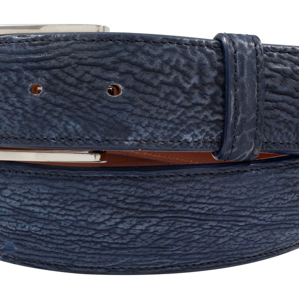 Genuine Handmade Blue Safari Shark Leather Belt (Made in U.S.A)