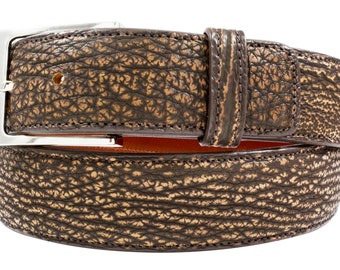 Genuine Handmade Brown Safari Shark Leather Belt (Made in U.S.A)