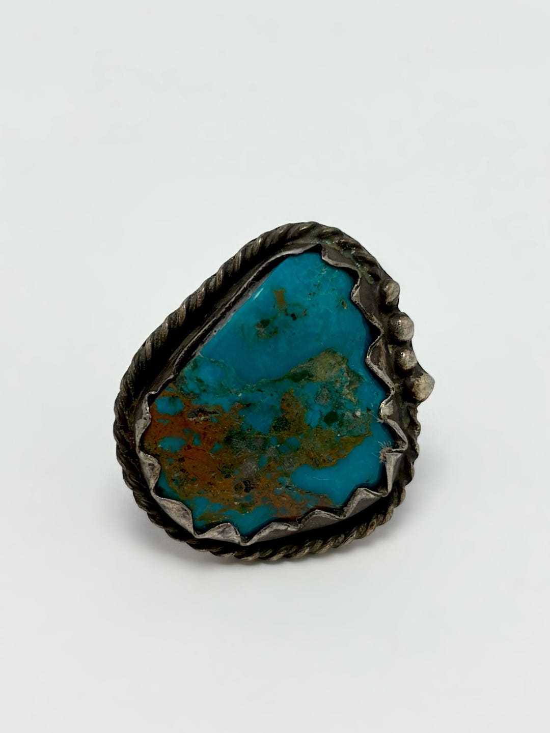 Vintage Navajo Sterling Silver Ring With Natural Turquoise | Size 7 ...