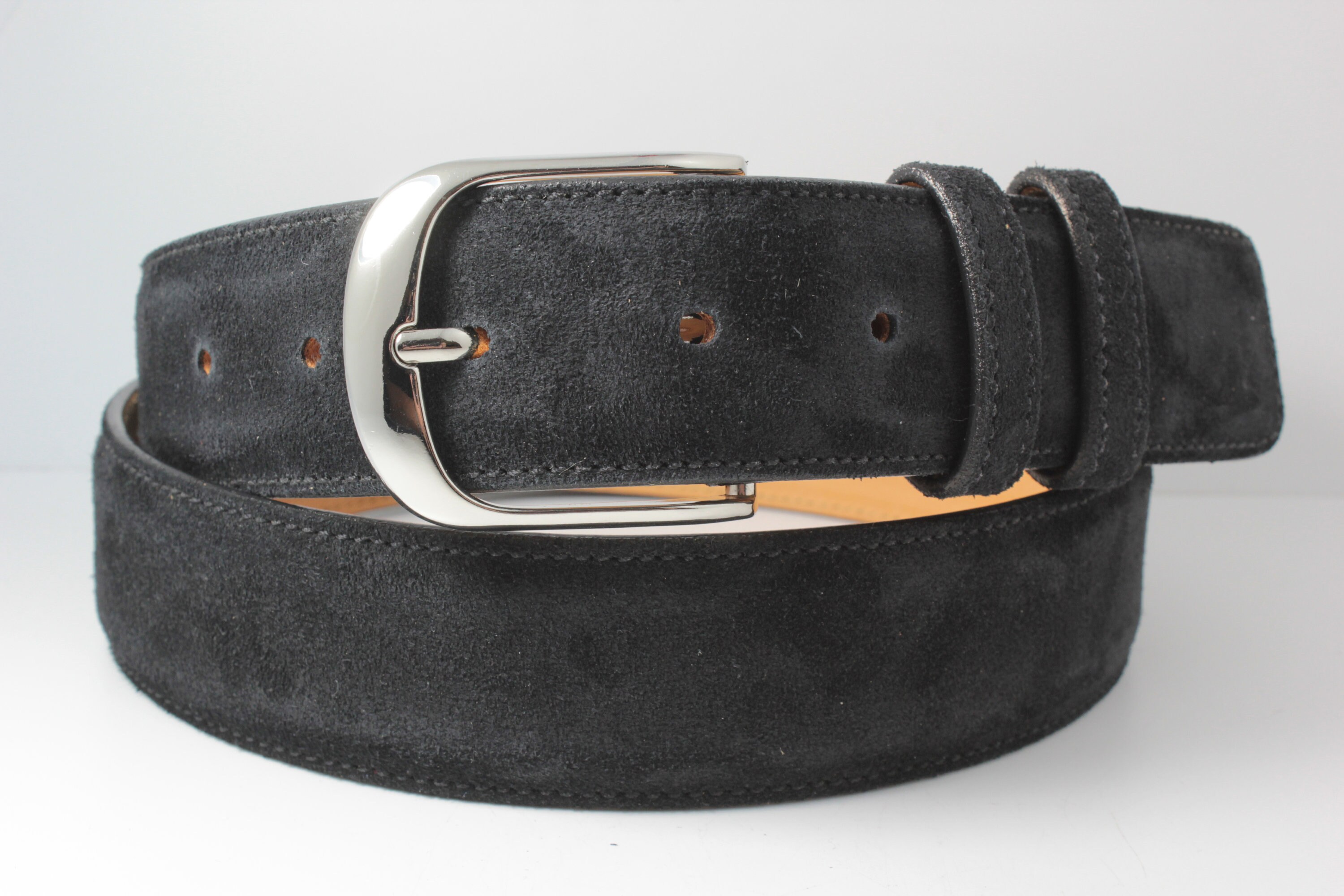 Genuine Black Italian Suede Leather Belt (made in U.S.A) - Etsy