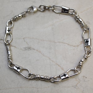 ACTS Sterling Silver Fishers of Men Bracelet With Christian Cross 8.5 ...