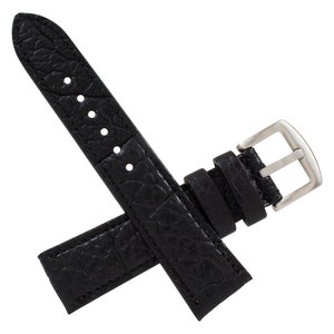 Handmade Genuine Black American Bison Leather Watch Strap (Made in U.S.A)