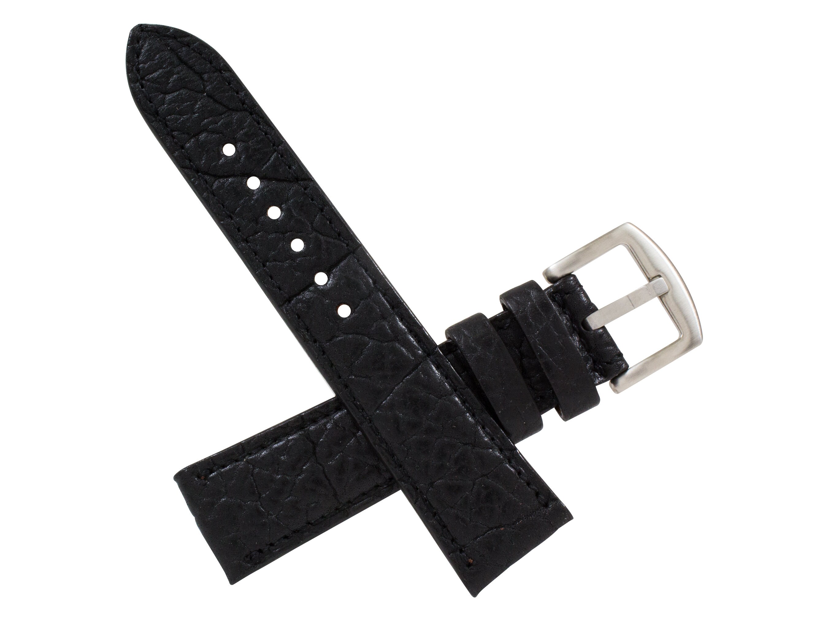 Handmade Genuine Black American Bison Leather Watch Strap (Made in U.S.A)