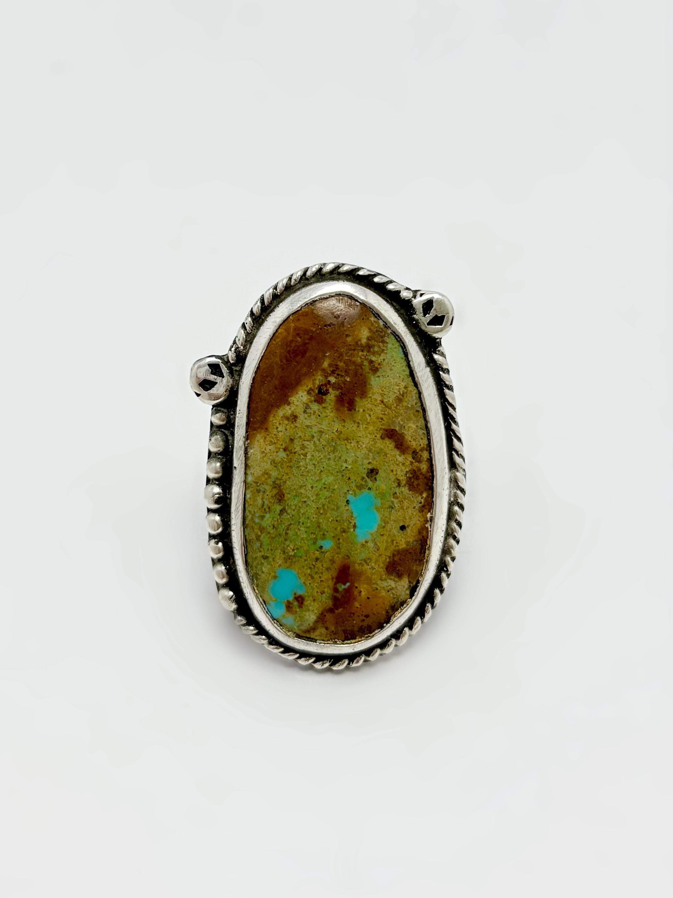 Vintage Navajo Natural Turquoise Ring – Sterling Silver – Size 7 ...